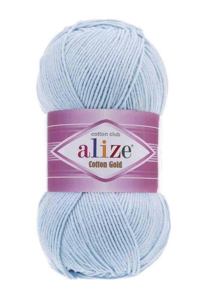 ALIZE 55% Cotton 45% Acrylic Alize Cotton Gold Yarn 1 Skein/Ball 100 gr 360 yds (513 - Crystal Blue) - Image 2